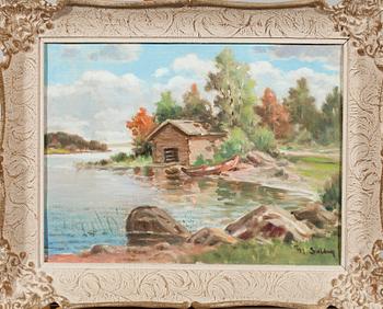 UUNO SOLDAN, olja på duk, uppfodrad på skiva, 1900-talets första hälft.