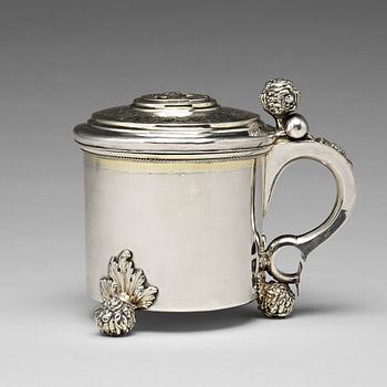 Michel Beck, dryckeskanna, silver, Stockholm (verksam -1630-1673). Barock.