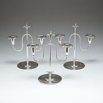 LJUSSTAKAR, 3 st, nysilver, C G Hallberg.
