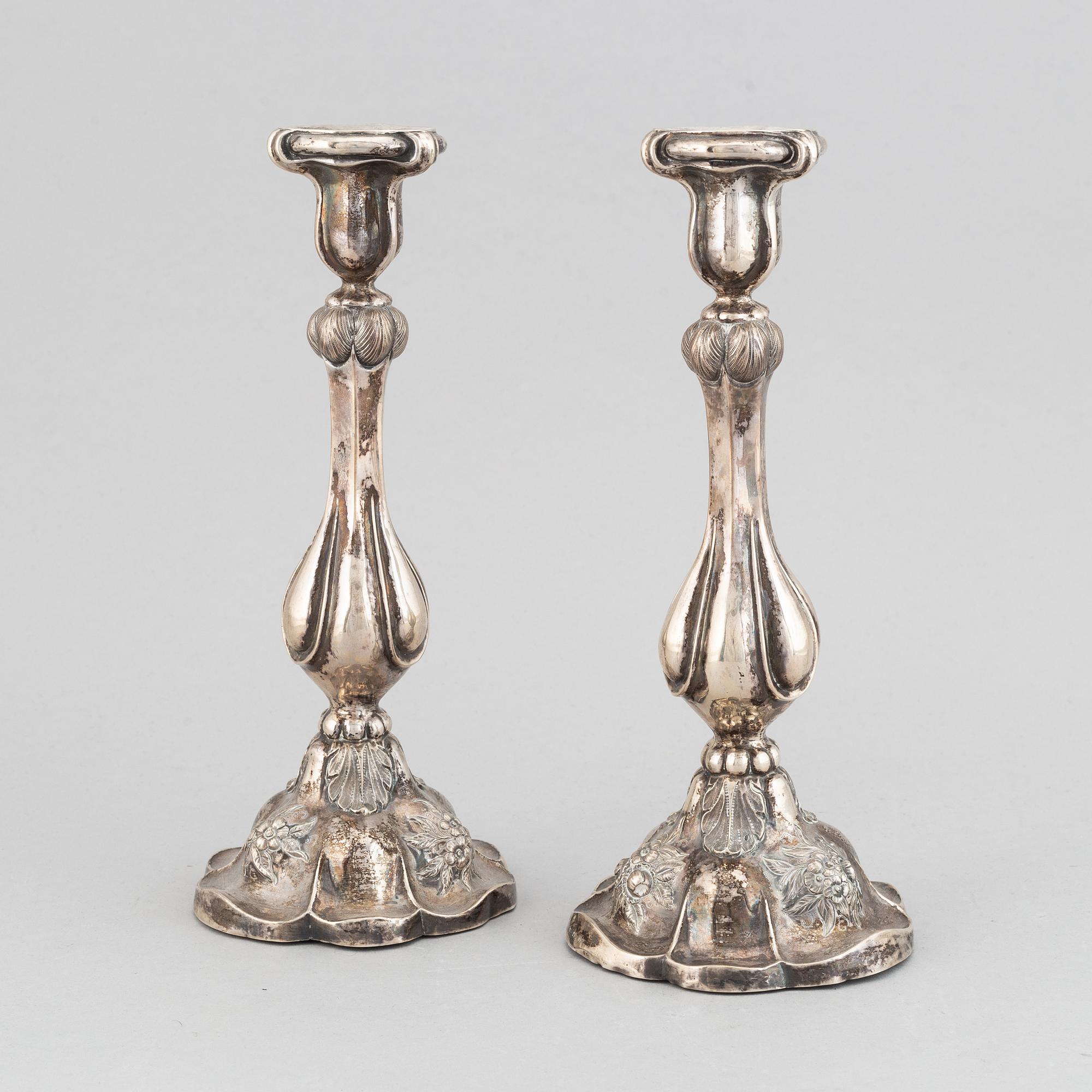 Gustaf Dahlgren, ljusstakar, ett par, silver, Malmö, 1860.