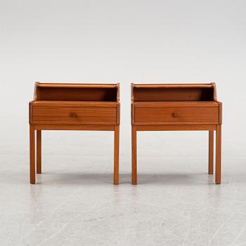 A pair of teak bed side tables, 1960's.