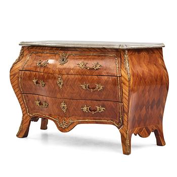 12. A rococo rosewood-veneered and ormolu-mounted commode by N. Korp (master 1763-1800).
