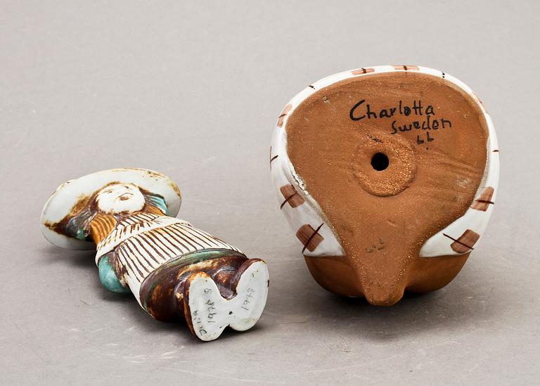 FIGURINER, 2 st, stengods, Lisa Larson. Gustavsberg.