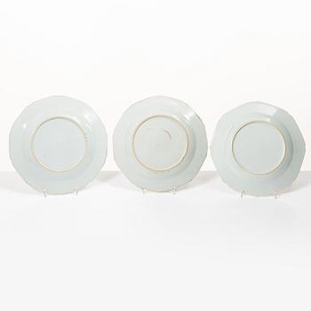 Twelve Famille Rose export porcelain plates, China, yongzheng (1722-35) & Qianlong (1736-95).