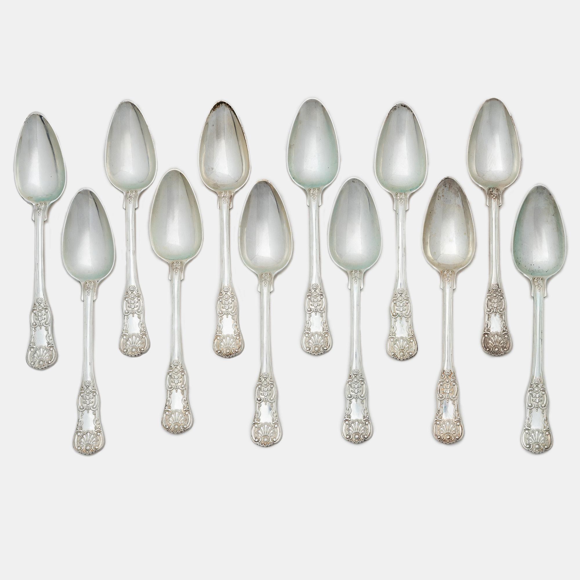 Gustaf Möllenborg, Table spoons, 12 pcs, silver, Stockholm 1915.