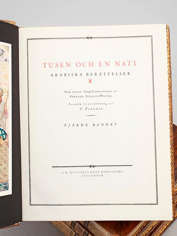 BOKVERK, 4 vol, "Tusen och en natt", översättning av S. Franzén, Stockholm 1935.