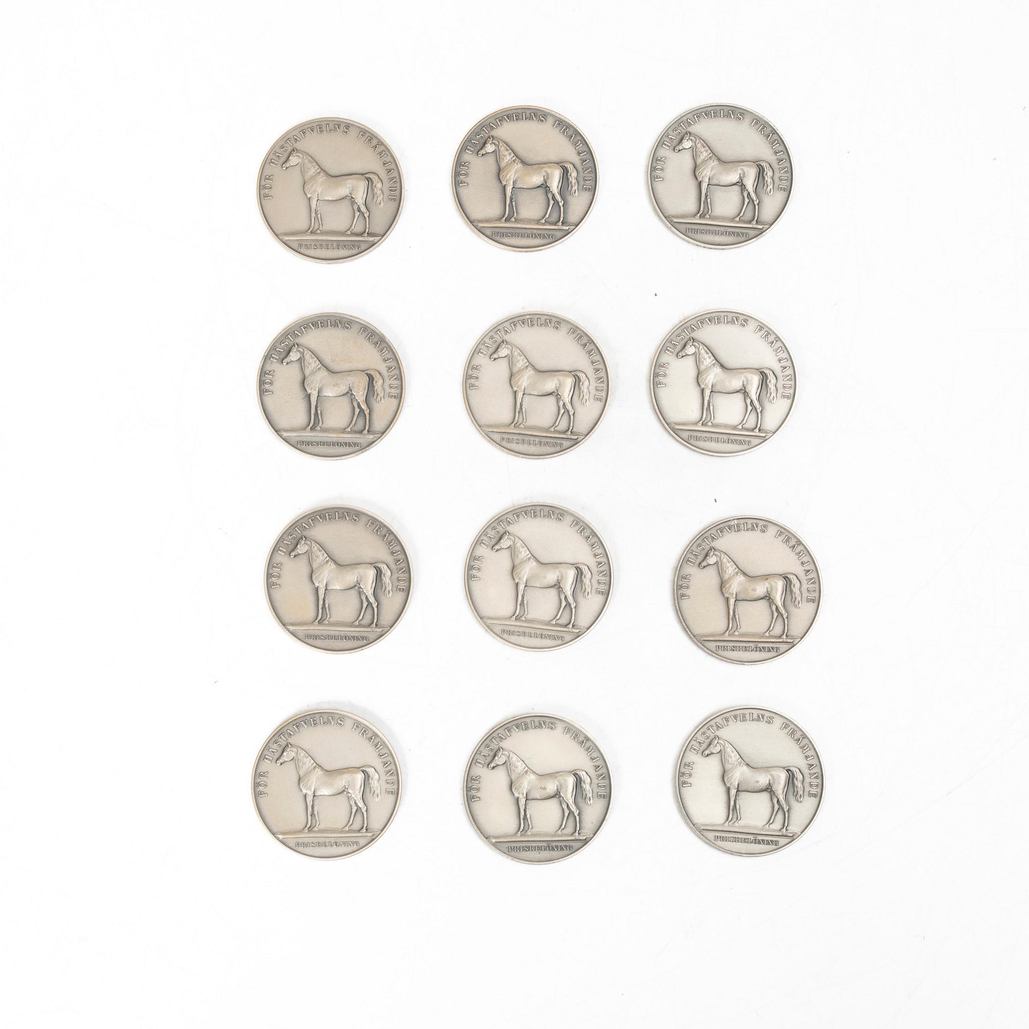 Medals, 12 pcs, silver, Sporrong, Stockholm 1957-1961.