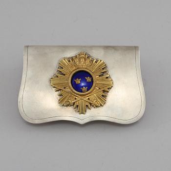 KARTUSCHLÅDA, vitmetall, Sverige, 1900-tal.