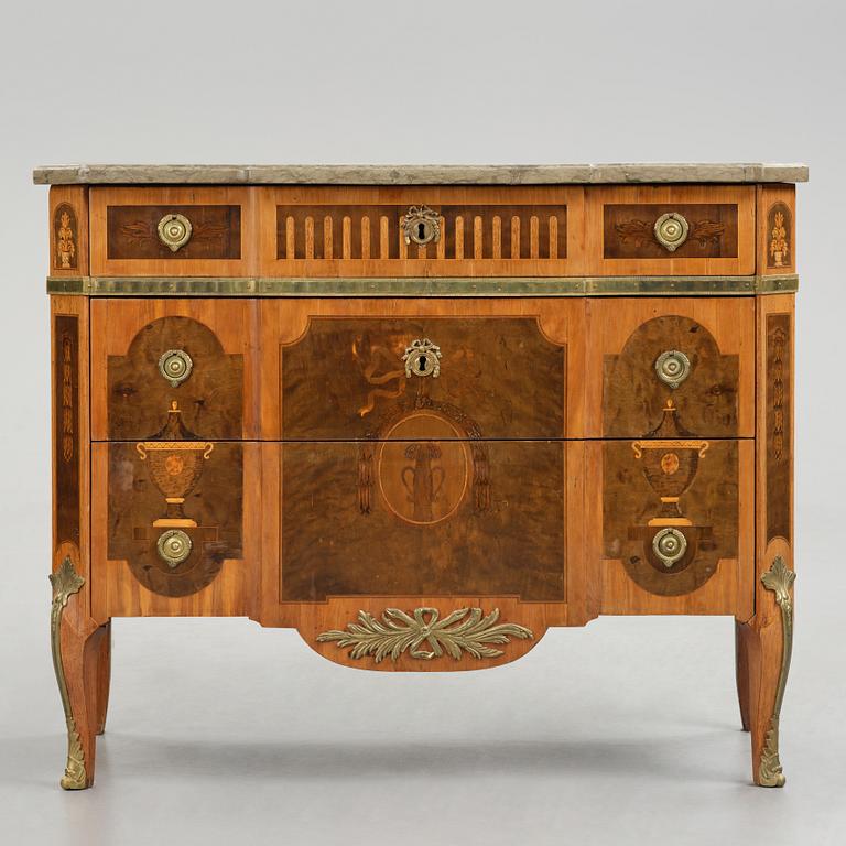 A Gustavian marquetry commode attributed to J. Hultsten (master in Stockholm 1773-94).