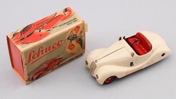 LEKSAKER, 2 st, Schuco, bla Avståndsstyrda bilen, 1950-tal.