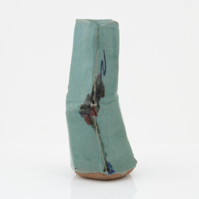 A glazed ceracic vase, probably Japan, 20th century. Signed.