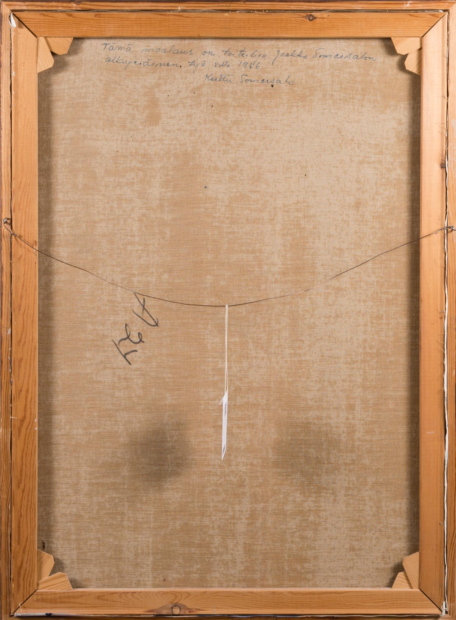 JAAKKO SOMERSALO, öljy kankaalle, a tergo todistus.