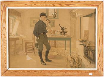 Carl Larsson · CARL LARSSON, litografiskt tryck, signerad och daterad 1911 i trycket.
