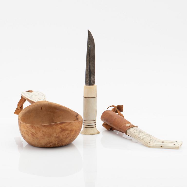 Nikolaus Fankki, half-horn knife and cup, signed.
