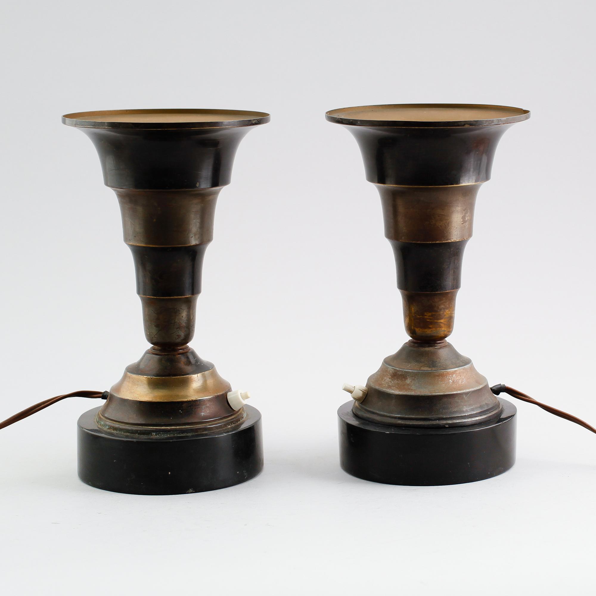 BORDSLAMPOR, 1 par, art déco, 1900-talets första hälft.