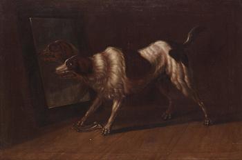 680. David Klöcker Ehrenstrahl After, "Hunden Fortun framför en spegel"(The dog Fortun in front of the mirror).