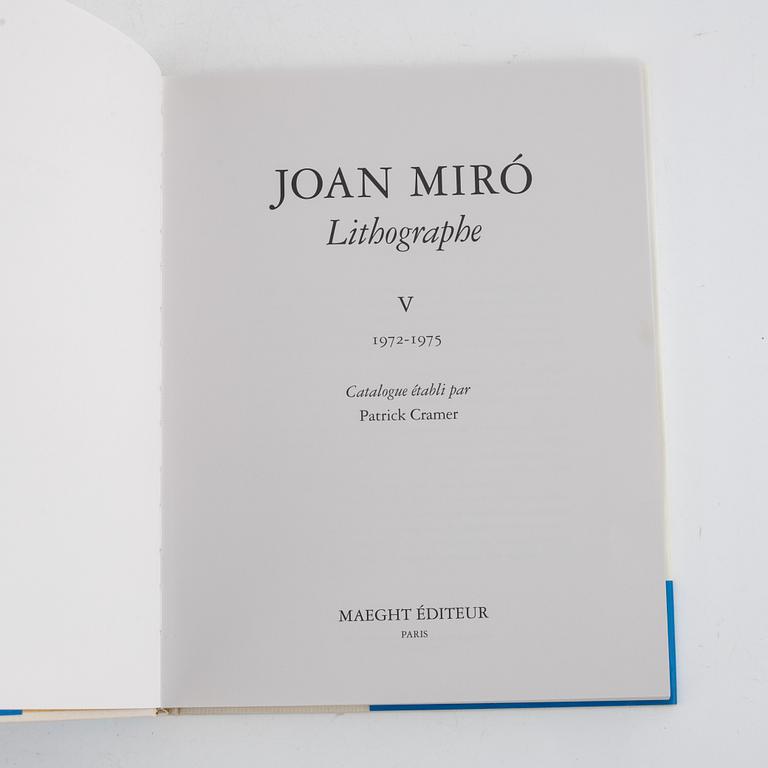Böcker, 3 st, "Miró Lithographe" Maeght Editeur, III., V. & VI, Paris, Frankrike, 1964-81.