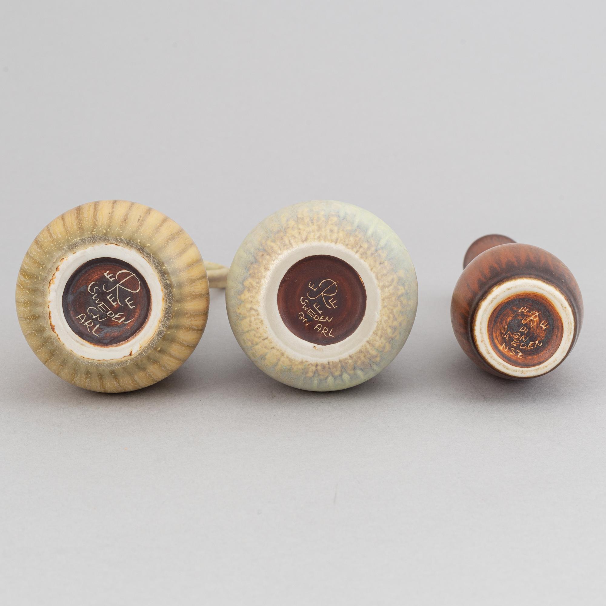 Gunnar Nylund, a set of five stoneware vases/jugs for Rörstrand.