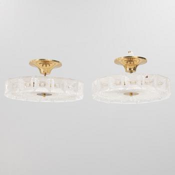 Carl Fagerlund, a pair of ceiling lamps, Orrefors, second half of the 20th century.