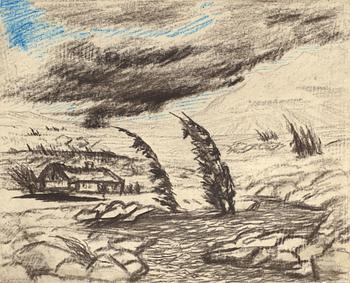 50. Carl Fredrik Hill, Stormy landscape with spruce.