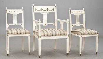 SALONGSGRUPP, 6 delar, gustaviansk stil, 1900-tal.