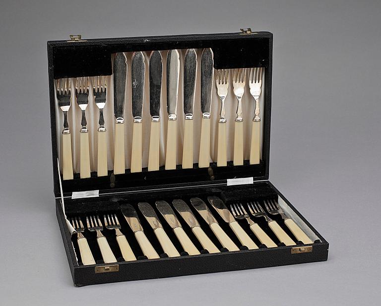 FISKBESTICK, 24 delar, pläter, Sheffield, England 1900-tal.