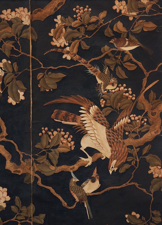 A Chinese wall paper, gouache on paper, Qing dynasty (1644-1912).