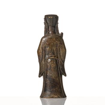 A bronze sculpture of a daoist dignitary, Qing dynasty, 18/19th Century.