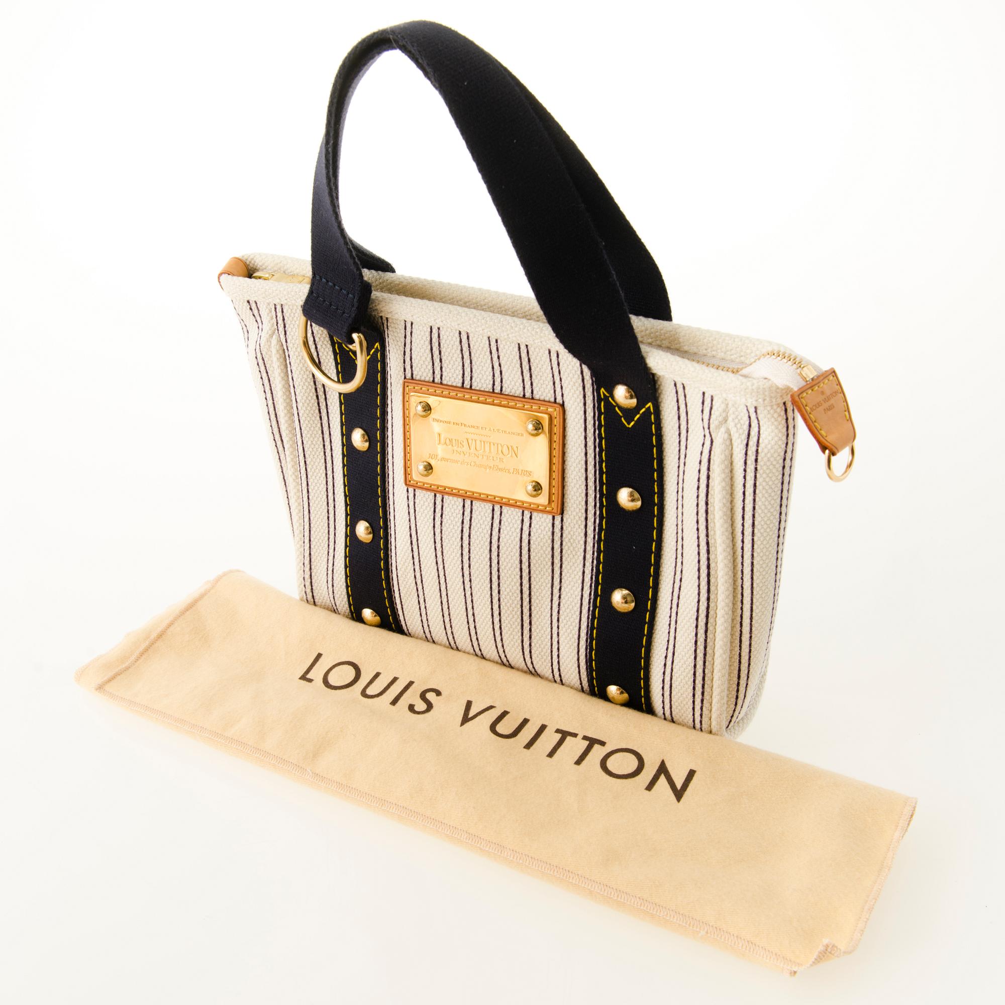 バッグ LOUIS VUITTON Canvas Antigua Cabas Tote Louis Vuitton White Canvas Antigua Cabas PM Bag | Yoogi's Closet