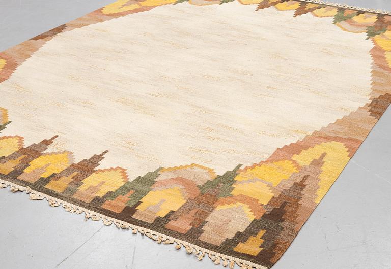 Judith Johansson, a carpet, "Björkhult", flat weave, ca 365 x 268 cm, signed JJ B.