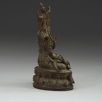 A bronze figurine of Maitreya Bodhisattva, Ming dynasty, 17th century.