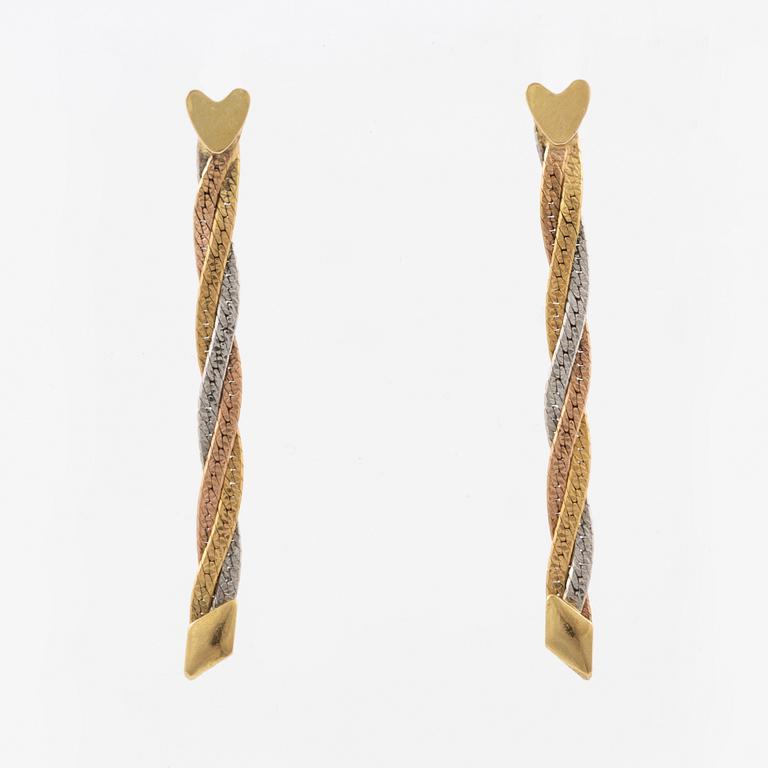Earrings, a pair, 18K three-colour gold,