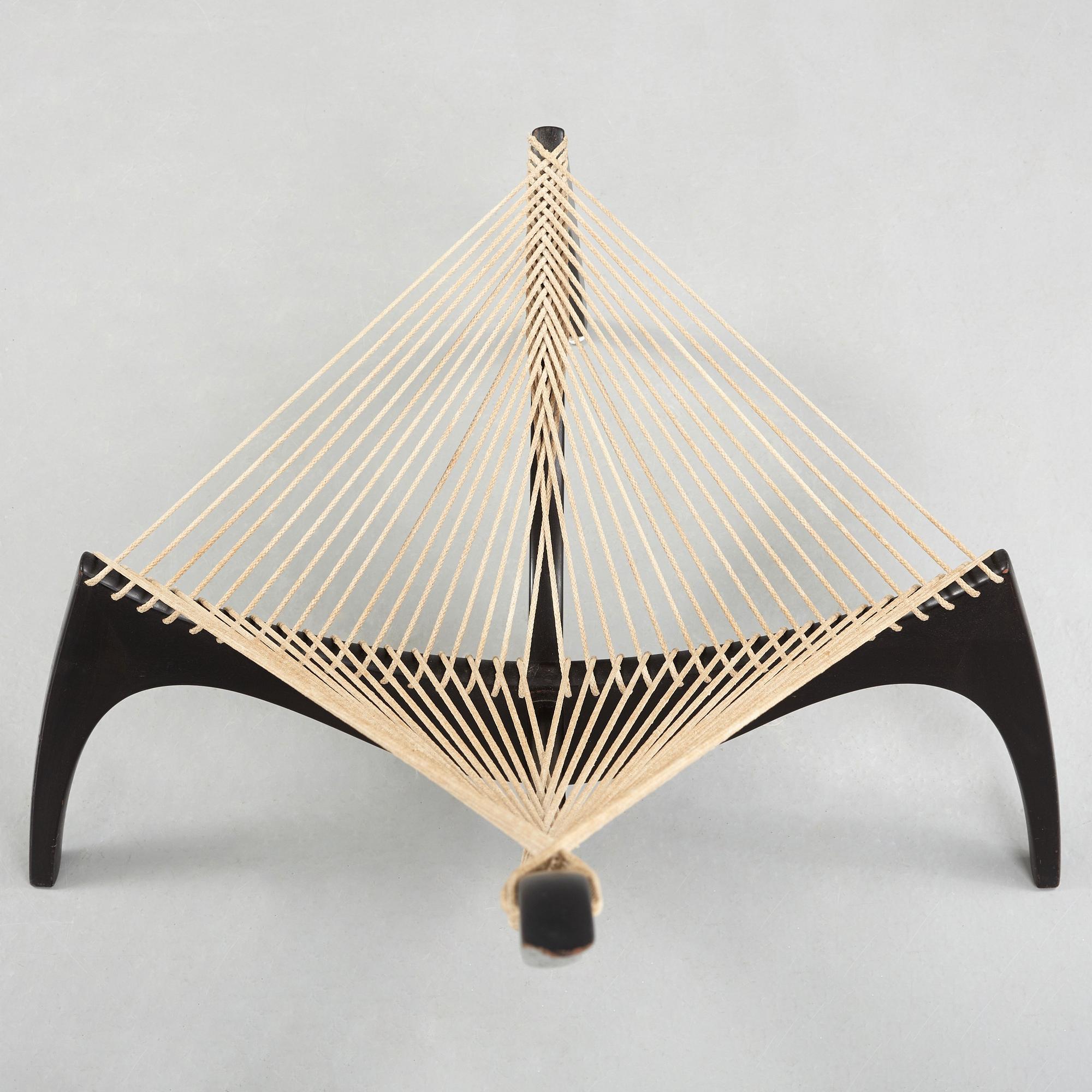 A Jørgen Høvelskov black lacquered 'Harp' chair, Christensen & Larsen, Denmark post 1968.