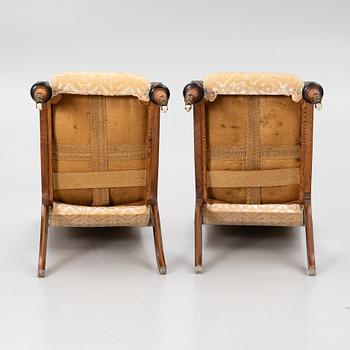 Swan-neck chairs, a pair, circa 1850.