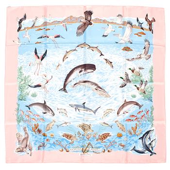 337. HERMÈS, silk scarf, "La Vie Préciseuse de la Mediterranée".