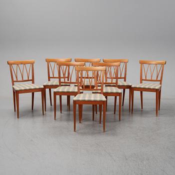 Carl Malmsten, stolar, 8 st, "Pyramid", Åfors Möbelfabriks AB, Blomstermåla, 1958.