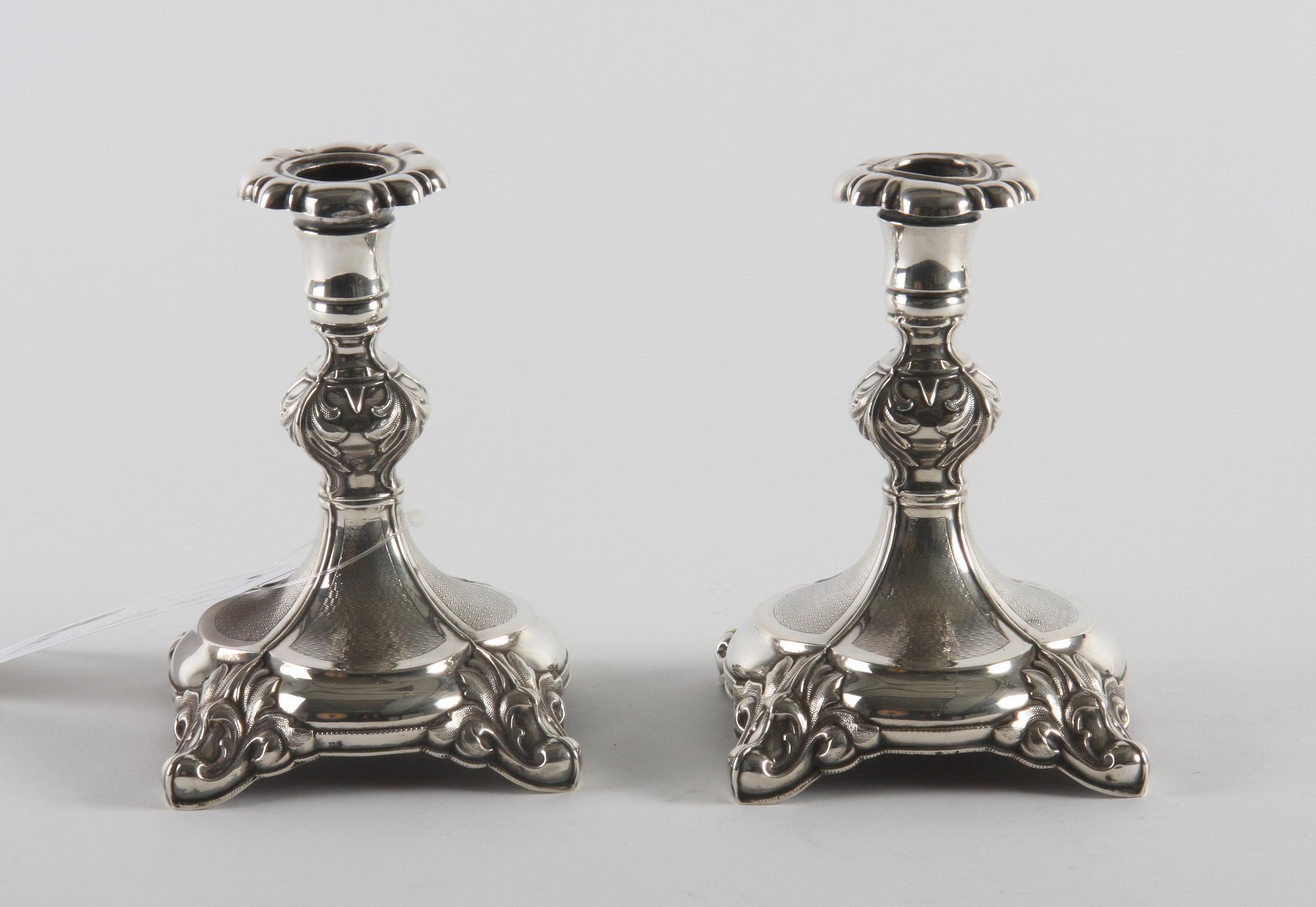 LJUSSTAKAR, ett par, silver, Sverige.