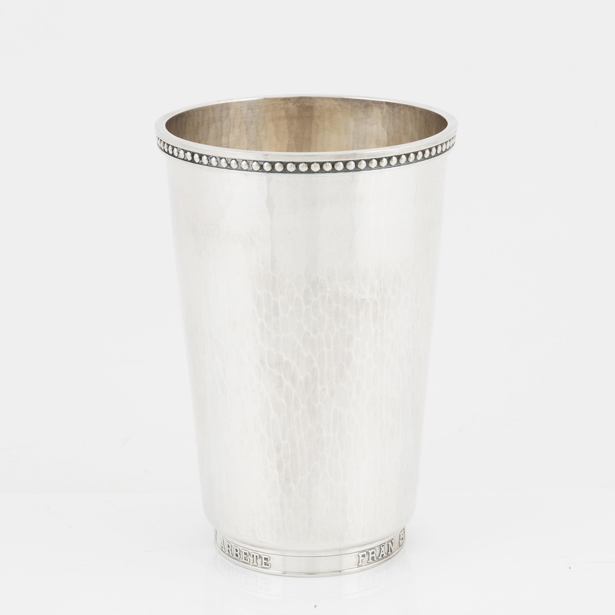 A Swedish silver vase, bearing the mark of Ceson, Gothenburg, 1976.