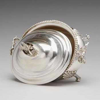 An English mid 18th century silver tureen, mark of Peter Archambo II and Peter Meure, London 1753.