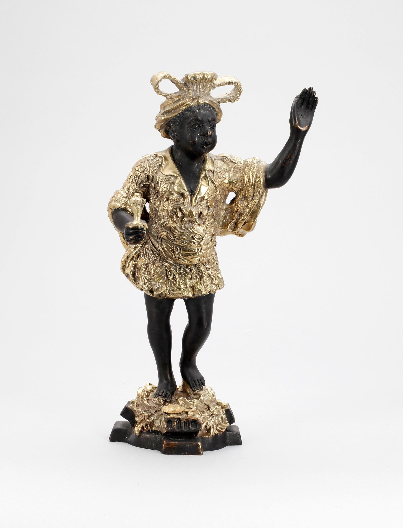 SKULPTUR, morian, brons, 1800/1900-tal.