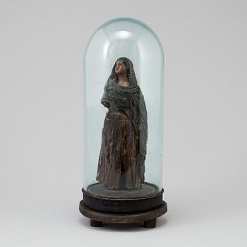 SKULPTUR, vax, 1700-tal, GLASKUPA.