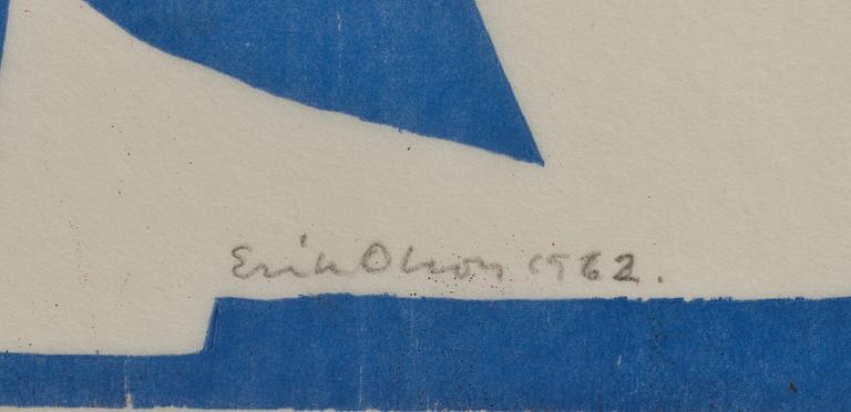 ERIK OLSON, färgträsnitt, signerad, numrerad 223/300 och daterad 1962.