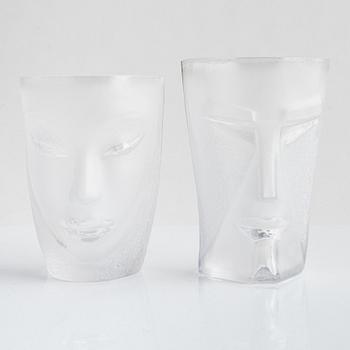 A set of five glass objects including Mats Jonasson for Målerås, Sweden.