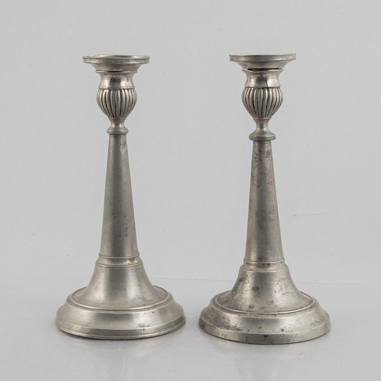 A pair of pewter candle sticks by Olof Wahlgren (active 1817-1825/27), Helsingborg, Sweden, 1813.