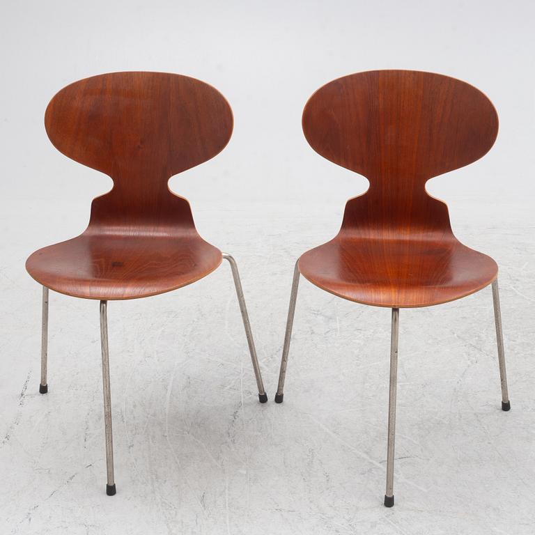 Arne Jacobsen, Four 'Ant chairs', Fritz Hansen, Denmark, 1960's.