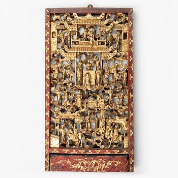 A wooden panel, China, late Qing dynasty.