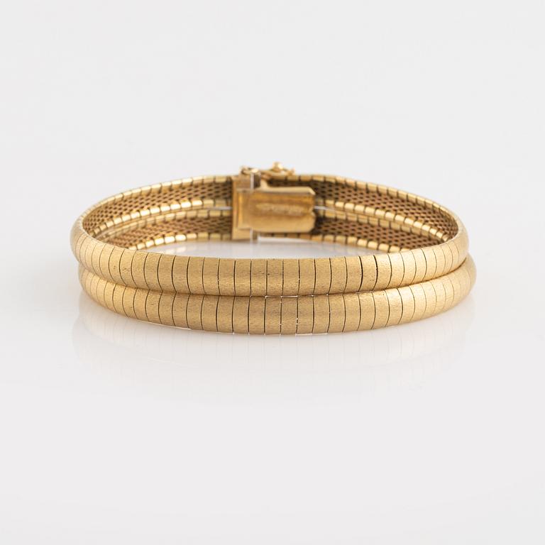 Necklace and bracelet, 18K gold. Italian marks.