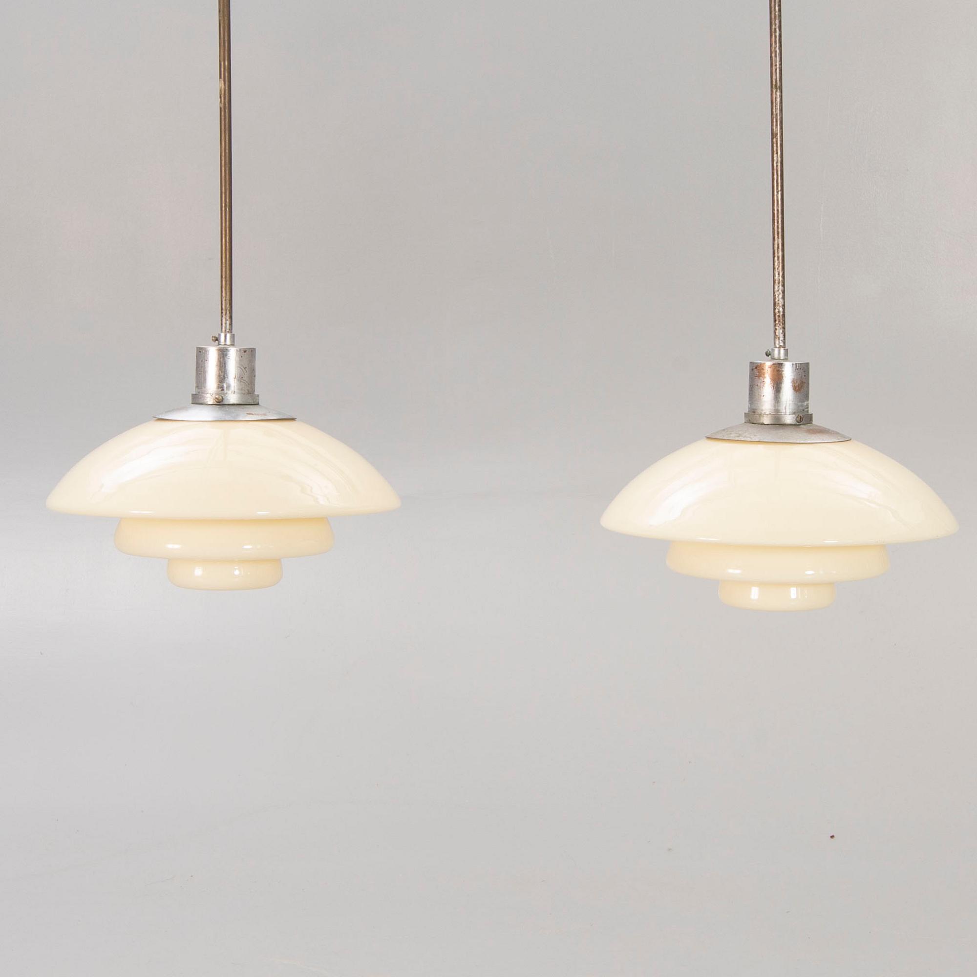 A pair of Böhlmarks ceiling lights, a pair, 1930s.