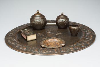 RÖKGARNITYR, 6 delar, plåt, jugend.