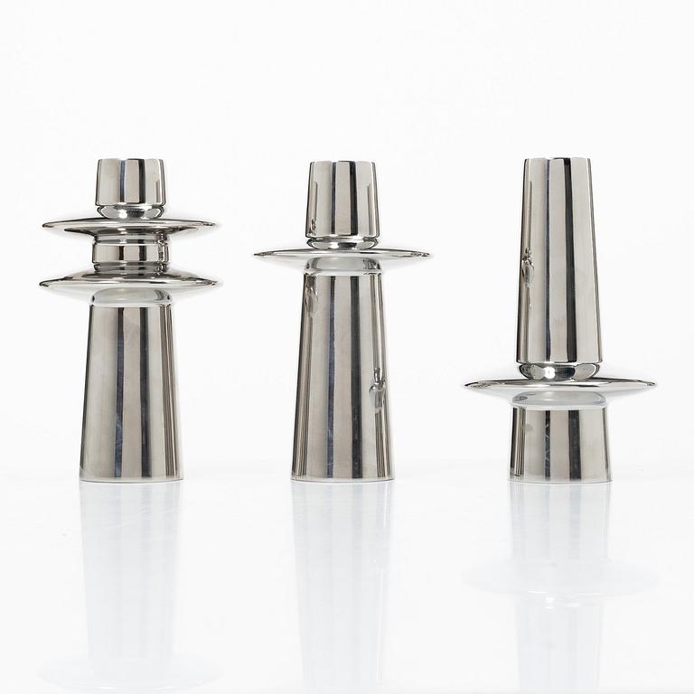Georg Jensen, Three 'Ellipse' candelabra.